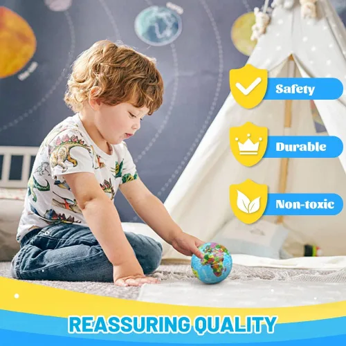 Vista 4 de Umnodobn Mini Earth - Pelotas blandas blandas de 3.7 pulgadas para niños y niñas, juguetes de geografía educativa, juguete de aprendizaje sensorial
