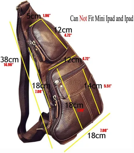 Vista 7 de Mochila estilo bandolera de piel para hombres y mujeres bandolera de hombro al pecho mochila de uso diario para viajes al aire libre campamento