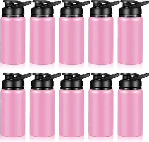 Vista 11 de Mimorou 10 Piezas botellas de agua reutilizables de aluminio de 13.5 onzas, a granel, multicolor, para deportes al aire libre, viajes, gimnasio Negro
