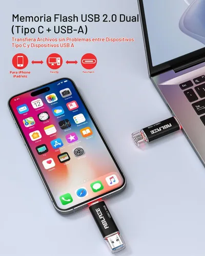 Vista 2 de ABLAZE 16GB Unidad Flash USB Tipo C 10 Pack, Memoria Stick Thumb Drive Dual USB 2.0+USB C Compatible con iPhone 16/15, Smartphone Android Paquete