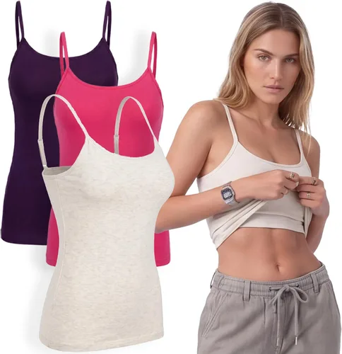 Vista 113 de Emmalise Camiseta de mujer con brasier integrado, soporte de tela sin varillas, camisola corta
