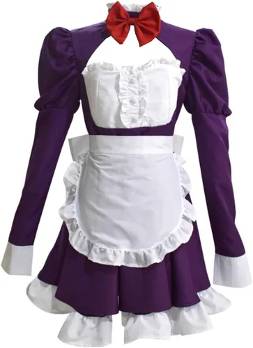 Vista 5 de Nsoking Anime High Rise Invasion Cosplay Costume Maid Cosplay Costume Halloween Purple Dress Outfit Custom