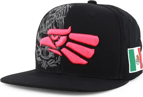 Vista 9 de Hecho En Mexico Águila 3D Bordada Gorra Plana con Cierre Snapback Verde oscuro Negro 4