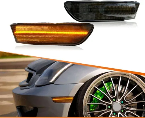 Vista 7 de ADIIL Luces de marcador laterales LED ámbar de lente transparente compatibles con Infiniti G35 Coupe Skyline 2003-2007 parachoques delantero Lente