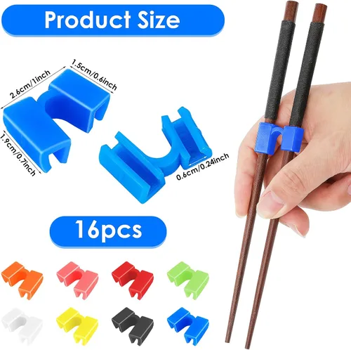 Vista 4 de TIESOME 16 palillos reutilizables para ayudantes, bisagras de palillos de entrenamiento, palillos de práctica para adultos, niños, principiantes