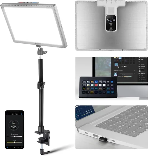 Vista 10 de NEEWER Luz LED de 15.5 pulgadas, abrazadera en el panel de escritorio, iluminación de video para grabación de juegos, llamada de zoom, CRI97+, 2.4G
