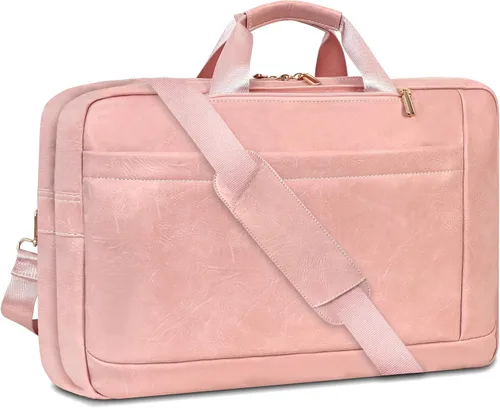 Vista 16 de Bolso de Mensajero de Cuero Sintético para Hombre Bolsa de Laptop de 17-17.3 Pulgadas para Hombre Bolsa de Cuero de Oficina Convertible Mochila 3