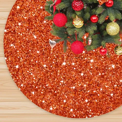 Vista 16 de FANPROMS Falda de árbol de Navidad rosa intenso con lentejuelas de 21 pulgadas, faldas de terciopelo de doble cara para árbol de Navidad de mesa
