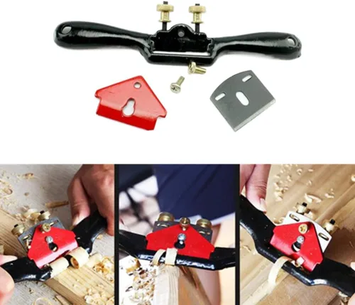 Vista 5 de ATPCOOK - Plano de radios ajustables de 10 pulgadas con base plana, hoja de metal para madera, herramienta de mano para carpintería