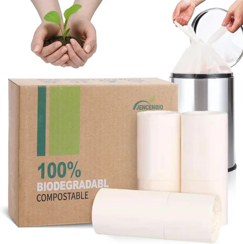 Vista 9 de Bolsas de basura compostables con asa compostable de 4 galones con cordón extra grueso de 0.78 mils, bolsas de desechos de compost de comida con US