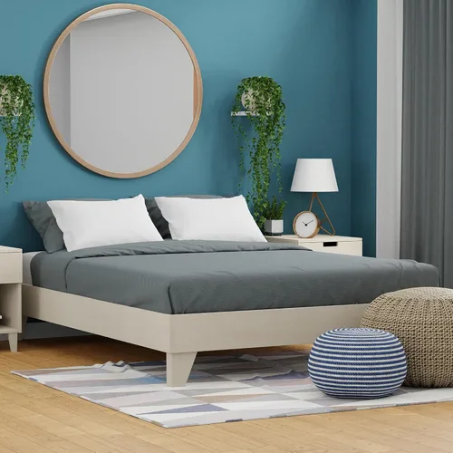 Vista 11 de Base de cama, fabricada en EE. UU. con 100% madera de pino norteamericano, base sólida para colchón con tablillas de pino prensado, instalación sin