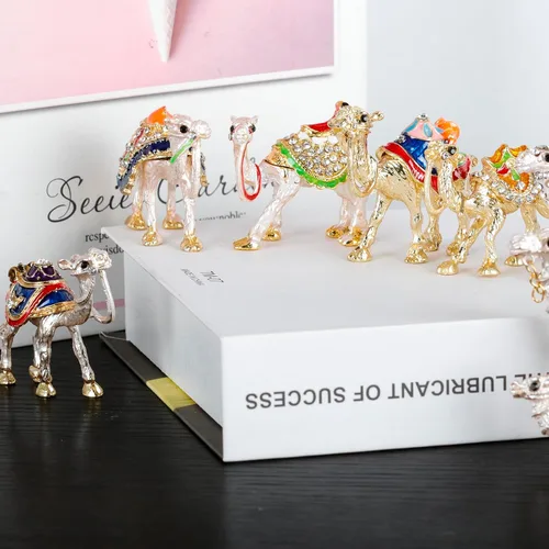 Vista 6 de SEVENBEES Figura coleccionable de camello Exquisita caja de joyería con bisagras de cristal, perfecta para los amantes de los camellos como adorno