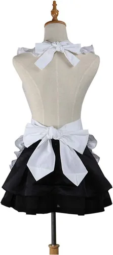 Vista 2 de Mandil blanco, retro, para cocina, restaurante, para mujeres, niñas, de mesera, para regalo