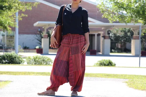 Vista 8 de Pantalones Harem 100% algodón, pantalones bohemios de yoga hippie