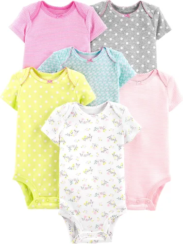 Vista 8 de Simple Joys by Carter's Paquete de 6 mamelucos de manga corta para bebé niña