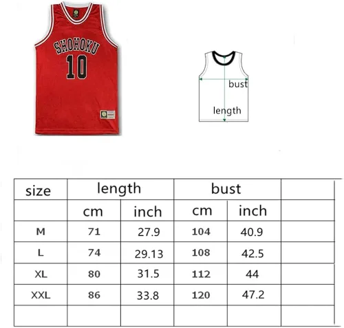 Vista 2 de Camiseta de baloncesto roja para hombre Sakuragi Hanamichi