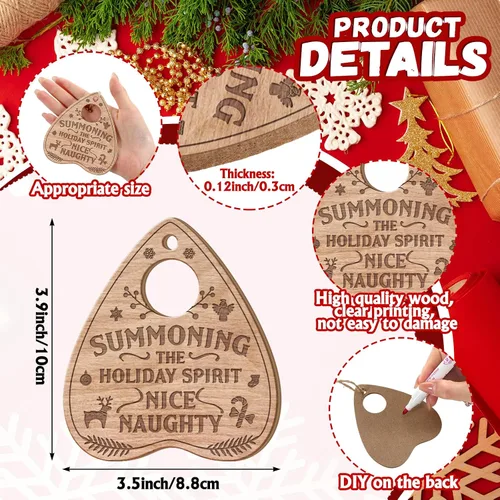 Vista 3 de Kajaia 12 piezas de adorno de Navidad con texto en inglés "Summoning the Holiday Spirit", regalo de Ouija, decoración de Navidad de Navidad
