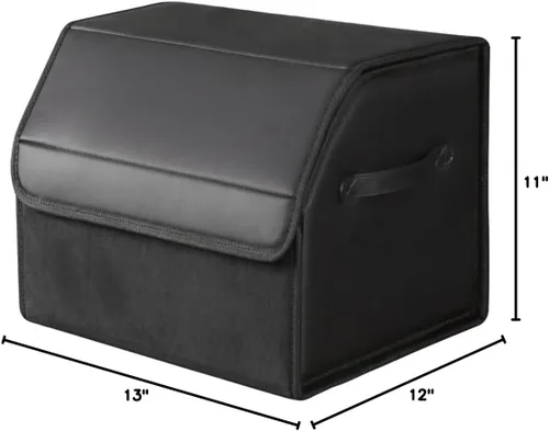 Vista 4 de Organizadores de coche y almacenamiento para SUV, organizador de maletero para sedán, caja elegante plegable de cuero con tapa, contenedores