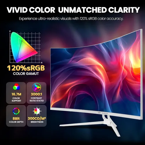 Vista 4 de CRUA Monitor curvo 4K UHD 60Hz de 32", 1500R, AMD FreeSync, altavoces