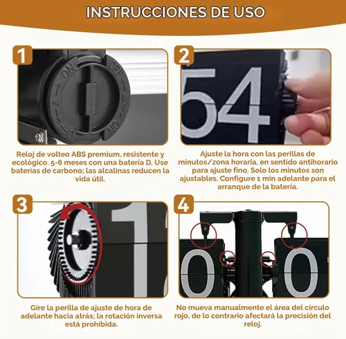 Vista 5 de HERCHR Reloj con tapa retro, reloj digital automático con función de página mecánica, reloj de escritorio retro digital abatible, funciona