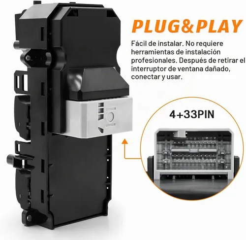 Vista 4 de Interruptor maestro para ventana eléctrica compatible con Honda Accord 2008-2012, botón automático doble, reemplaza # 35750-TA0-A31, 35750-TA0-A32