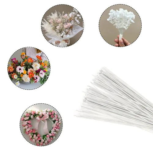 Vista 4 de DECORA Alambre de tallo floral blanco calibre 20 de 16 pulgadas, 50/paquete
