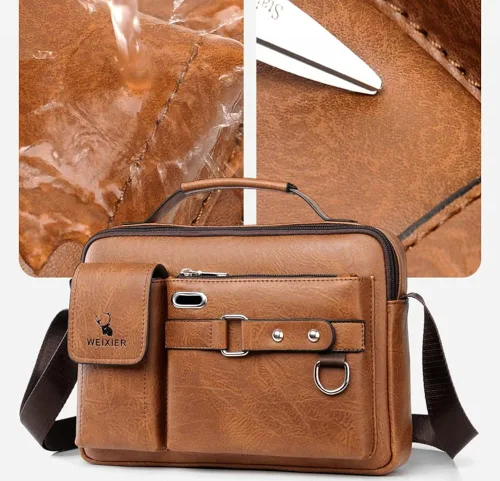 Vista 2 de Tellrain Maletín de negocios para hombre, bolsa de mensajero de piel sintética, bolsa de viaje de oficina para negocios, viajes y escuela