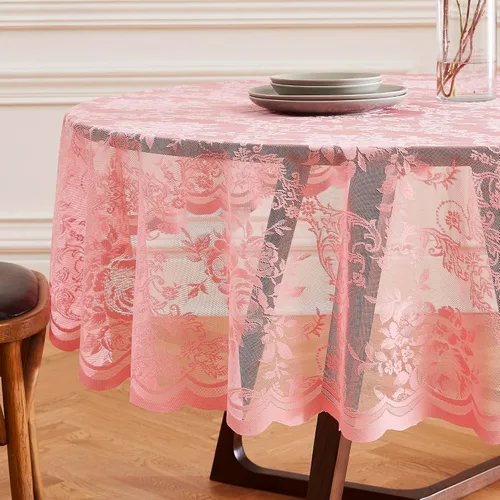 Vista 13 de Warm Home Designs Mantel redondo de 36 pulgadas con diseño de rosa inglesa para mesa auxiliar. LTC negro 36 pulgadas