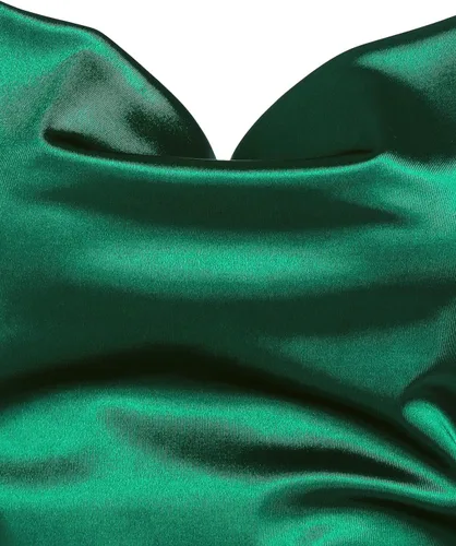Vista 7 de ZAFUL Vestido informal de satén para mujer, con tirantes delgados, cuello vuelto, abertura lateral, vestido de seda para fiesta de cóctel, vestido