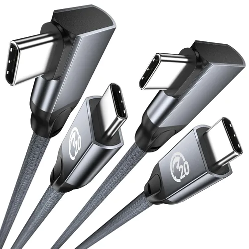 Vista 13 de UseBean Cable USB C de 90 Grados 0.5 Pies, 6 Pulgadas Corto USBC a USBC 3.2 Gen2 20Gbps Cable de Ángulo Recto, Video 4K Carga 100W, Cable Cargador