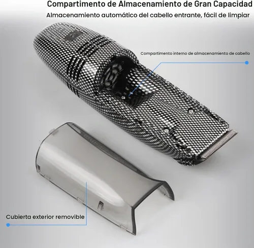 Vista 3 de Diydeg Cortadora de pelo eléctrica, luz de recarga USB, recortadora de pelo al vacío con succión automática de cabello, recortadora de pelo