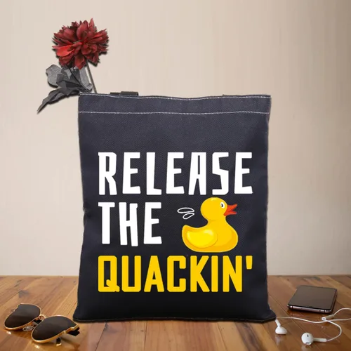 Vista 5 de BDPWSS Bolsa de goma para amantes del pato, regalo para amantes del pato, bolso de patos amarillos para el dueño del pato, regalo de mamá de pato