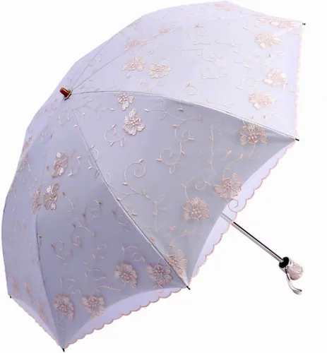 Vista 31 de Honeystore Sombrilla de viaje de encaje plegable anti-uv paraguas bordado a prueba de viento 2 Plegables Negro
