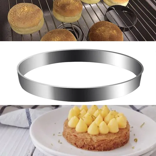 Vista 3 de Anillo de tortilla de acero inoxidable – 2 anillos de cocina antiadherentes de 8 pies para panqueques, tortillas, sándwich (tamaño grande)