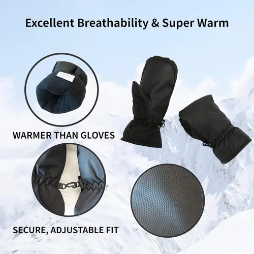 Vista 6 de ONNAS Guantes de esquí impermeables de invierno cálidos guantes de snowboard para hombres y mujeres, guantes térmicos resistentes al viento, guantes