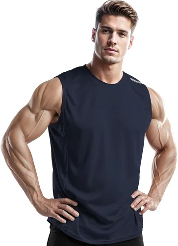 Vista 5 de DRSKIN Paquete de 4, 3 y 1 camisetas sin mangas para hombre, para entrenamiento, atlético, malla muscular, ajuste seco, gimnasio, entrenamiento