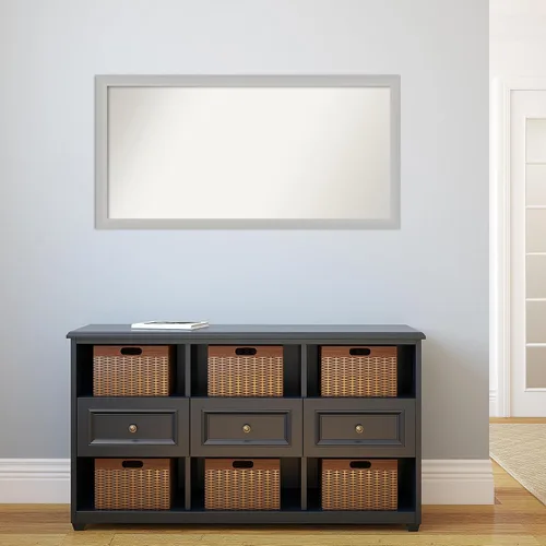 Vista 444 de Amanti Art Silver Bathroom Mirror for Over Sink, 26x35 Custom Made Marred Pewter Rectangle Vanity Mirror, Large Casual Wood Frame, Hangs Horizonally