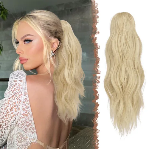 Vista 13 de FESHFEN Extensiones de Cola de Caballo, Pieza de Cabello de Cola de Caballo Larga con Pinza de Garra, Pieza de Cabello Sintético de Colas de Caballo