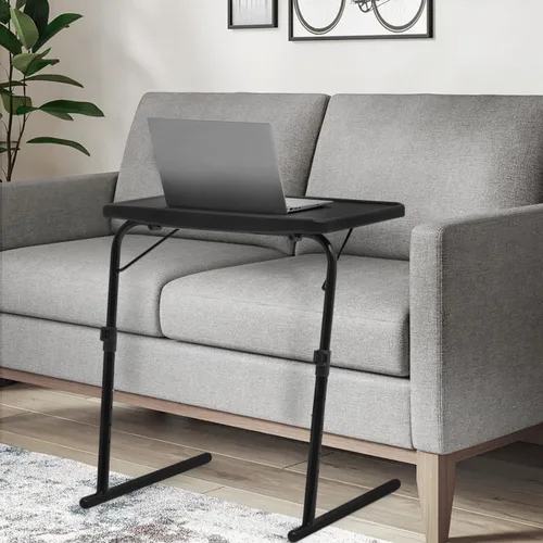 Vista 2 de Magshion Bandeja de TV inclinable ajustable de 22 pulgadas, mesa para cena en cama o sofá, cómoda mesa negra plegable con 3 ajustes de ángulo