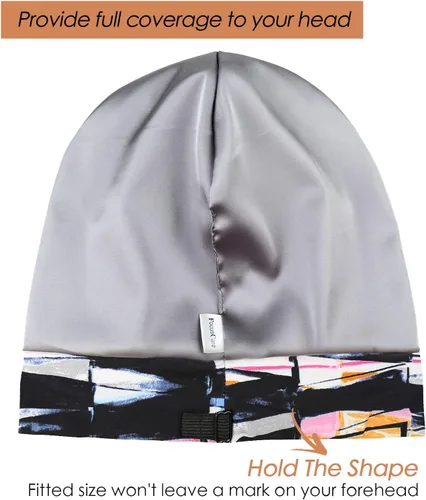 Vista 2 de Gorro de dormir ajustable con forro de satén para rastas de cabello rizado, cabeza grande, permanece puesta durante la noche