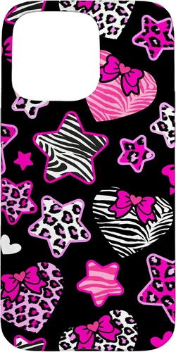 Vista 31 de Funda Bimbo Y2K para iPhone 16 McBling Estética Corazón Estrella Leopardo Zebra Rosa Y2K