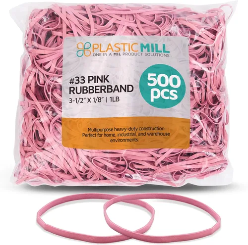 Vista 26 de Gomas de goma PlasticMill - Tamaño #33 - Gomas de color argyle púrpura - 1LB/500