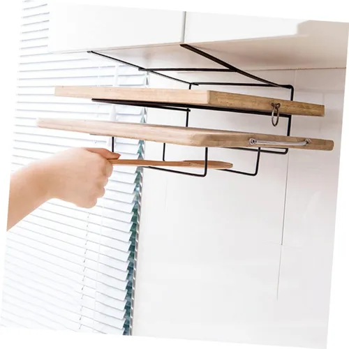 Vista 8 de BESTonZON Estante organizador de metal para colocar sobre la puerta, toallero, gabinetes de metal, cesta debajo del gabinete, tabla de cortar