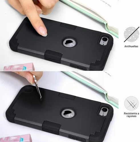 Vista 6 de IDweel - Funda para iPod Touch 7ª/6/5 Gen con 2 protectores de pantalla Negro