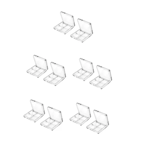 Vista 10 de Beaupretty Paleta de sombra de ojos vacía 4 rejillas sombra de ojos lápiz labial caja de almacenamiento caja de maquillaje transparente DIY