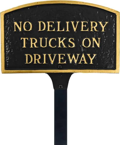 Vista 5 de Montague Metal Products - Letrero de placa con diseño de arco con texto en inglés "No Delivery Trucks on Driveway" - Placa de visualización de pared