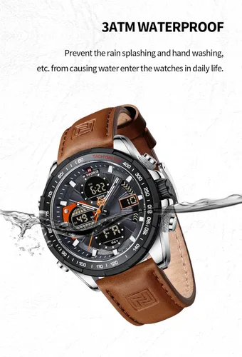 Vista 5 de NAVIFORCE Relojes digitales militares para hombre reloj analógico de cuarzo impermeable reloj deportivo multifuncional de cuero