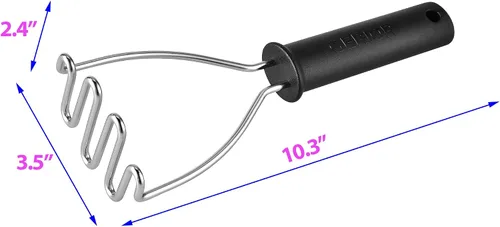 Vista 2 de Potato Masher - Herramienta de cocina de alambre de acero inoxidable para puré de verduras, alimentos, frijoles, aguacate, apto para lavavajillas