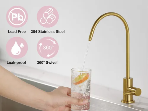 Vista 2 de Tohlar Grifo de Agua Potable para Fregadero de Cocina, Grifos de Agua Filtrada Dorados Grifo de Ósmosis Inversa Libre de Plomo Sistema de Filtración