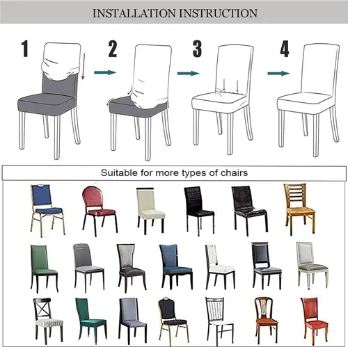 Vista 3 de Funda impermeable para silla de comedor, tela de elastano, funda elástica para silla, extraíble y lavable, de jacquard Parsons